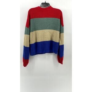 BRIXTON Women's Stripe Madero Mock-Neck Knit Pullover Long Sleeve Sweater SZ S